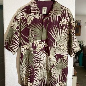 Jamaica Jaxx Burgundy and Green Tropical Shirt
